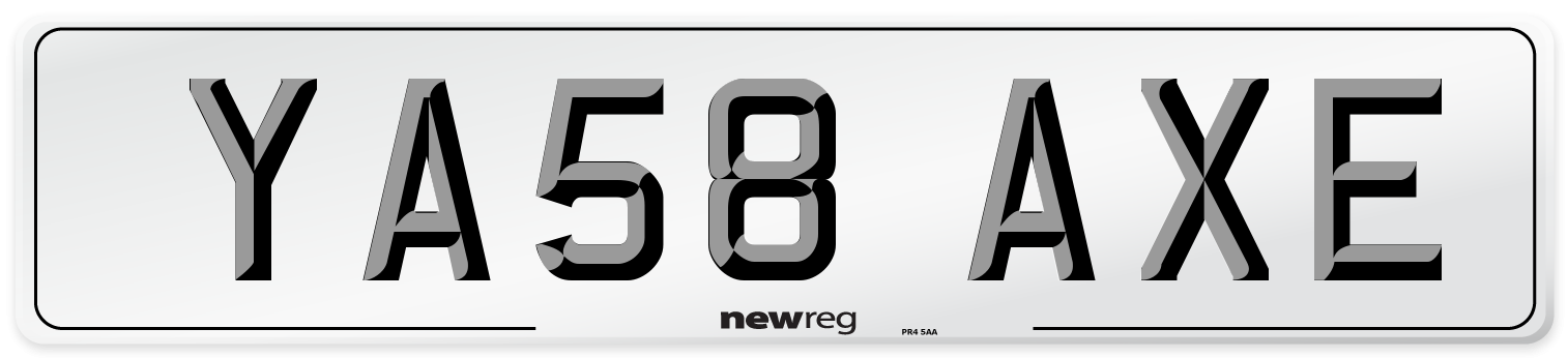 YA58 AXE Number Plate from New Reg